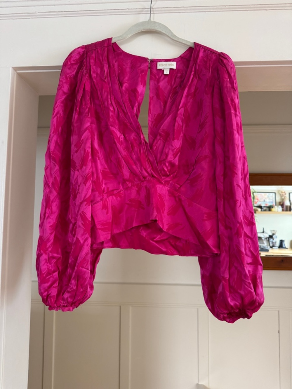 Ronny Kobo Collection Fuchsia Long-Sleeve V-Neck Blouse